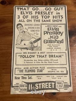 1965 Elvis Presley Kid Galahad Movie Ticket With Newspaper Clipping Very Rare