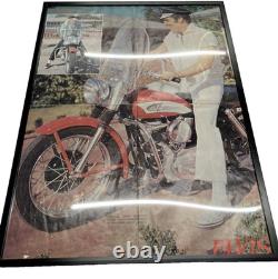 (1977) Elvis Presley Poster Original Rare Harley Davidson Framed Vintage