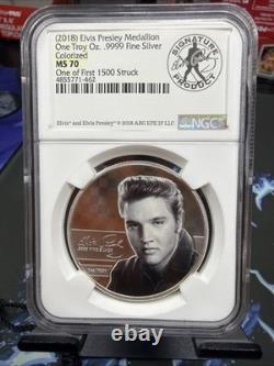 1 oz. 999 Silver Round Elvis Presley Signature Product Ngc Ms70 Graded Rare