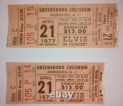 2 Elvis Presley Concert Ticket Stubs 1977 Greensboro NC Rare