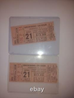 2 Elvis Presley Concert Ticket Stubs 1977 Greensboro NC Rare