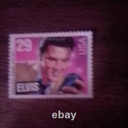 2 RARE ELVIS PRESLEY NAME ON STAMP error light pink U. S. 29 Cent Postage Stamps