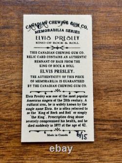 3 Rare Elvis Presley Remnant Of Hair Cards Canadian Chewing Gum Co. 6, 8, 12/15