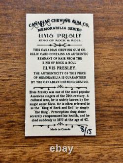 3 Rare Elvis Presley Remnant Of Hair Cards Canadian Chewing Gum Co. 6, 8, 12/15