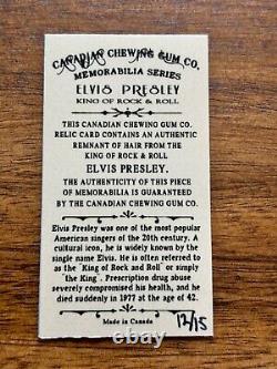 3 Rare Elvis Presley Remnant Of Hair Cards Canadian Chewing Gum Co. 6, 8, 12/15