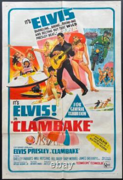 Clambake Poster One Sheet Original 1967 Elvis Presley RARE VERY FINE Condition