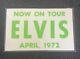 Elvis Presley 1972 Original Now On Tour Laminated Backstage Pass Very Rare Green