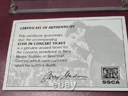 ELVIS PRESLEY CANCELED UNUSED CONCERT TICKETS SEPT 1977 FRAMED With COA RARE