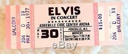 ELVIS PRESLEY In Concert Ticket Asheville, NC May 30 1977 NM Very Rare
