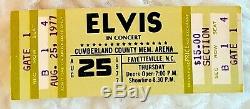 ELVIS PRESLEY In Concert Ticket Fayetteville NC Aug 25 1977 NM Very Rare