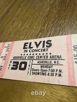 ELVIS PRESLEY In Concert Unused Ticket Asheville NC, May 30, 1977 NM RARE