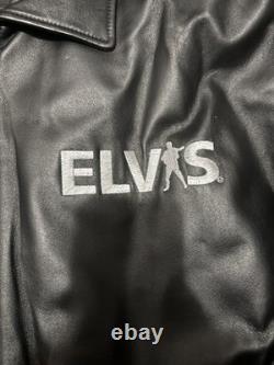 ELVIS PRESLEY LEATHER JACKET-RARE. Embroidered graphics. Size XL