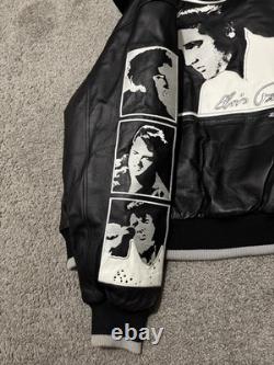 ELVIS PRESLEY LEATHER JACKET-RARE. Embroidered graphics. Size XL