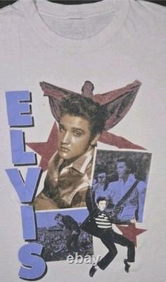 ELVIS PRESLEY Rare Collectible Light Colored Graphic Tee Shirt Size L