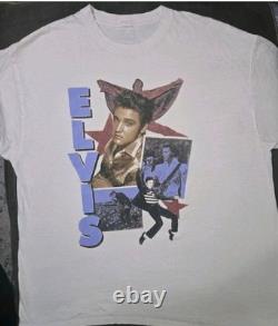 ELVIS PRESLEY Rare Collectible Light Colored Graphic Tee Shirt Size L