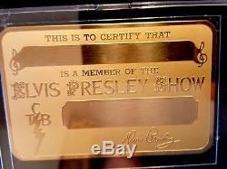 ELVIS PRESLEY SHOW Gold Metal ID Card Badge with Certificate Very RARE