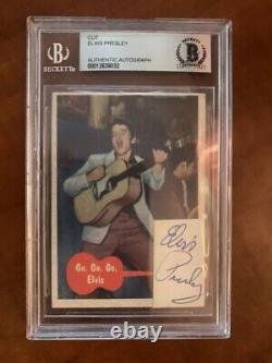 ELVIS PRESLEY Topps #1 1956 Card Authentic Autograph Cut Beckett Slab RARE