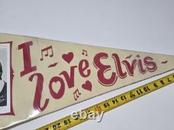 ELVIS PRESLEY Vtg I? Love Elvis Picture Photo Felt Pennant Preserved Rare