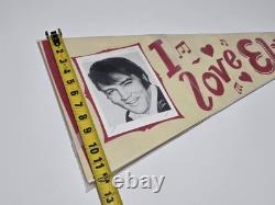 ELVIS PRESLEY Vtg I? Love Elvis Picture Photo Felt Pennant Preserved Rare