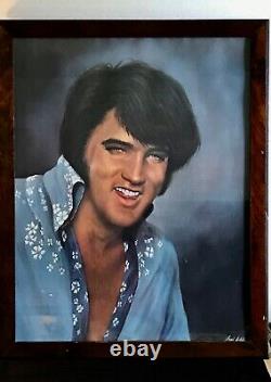 ELVIS RARE 20 3/4 x 26 3/4 FRAMED PORTRAIT PAINTING BY LOXI SIBLEY ORIGINAL