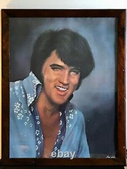 ELVIS RARE 20 3/4 x 26 3/4 FRAMED PORTRAIT PAINTING BY LOXI SIBLEY ORIGINAL