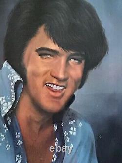 ELVIS RARE 20 3/4 x 26 3/4 FRAMED PORTRAIT PAINTING BY LOXI SIBLEY ORIGINAL