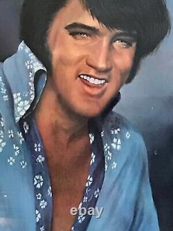 ELVIS RARE 20 3/4 x 26 3/4 FRAMED PORTRAIT PAINTING BY LOXI SIBLEY ORIGINAL