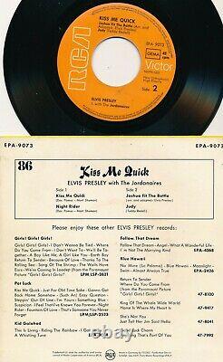 EP 1962 / 1969 Elvis Presley KISS ME QUICK RCA EPA 9073 RARE ORANGE LABELS EX