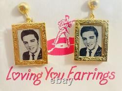 Elvis Presley 1956 Earrings Loving You Gold Tone Jewelry Orig Mint SEALED RARE
