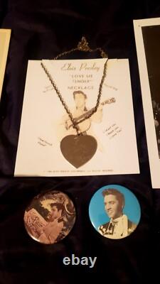 Elvis Presley 1956 Rare Love Me Tender Necklace W Pins W Photos Vintage 1950