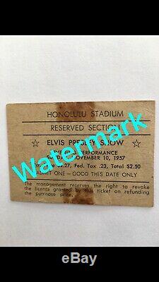 Elvis Presley 1957 (rare) Original Hawaii Concert Ticket At The Honolulu Stadium