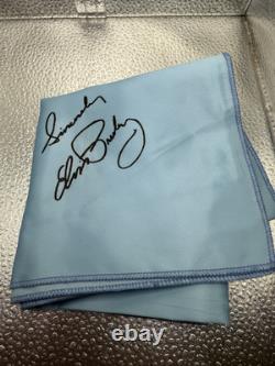 Elvis Presley 1970's Graceland Scarf Blue Facsimile Signature Rare Sincerely Ep