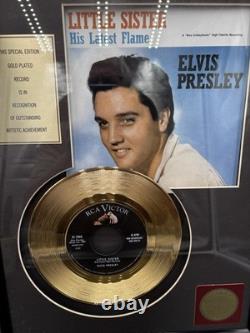 Elvis Presley 45 Little Sister 1961 Hit 24K Gold Plated Record Licensed Rare