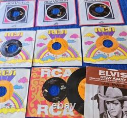 Elvis Presley 45s Vinyl Lot RCA Victor Sleeves + Rare Pressings Shrinking Set