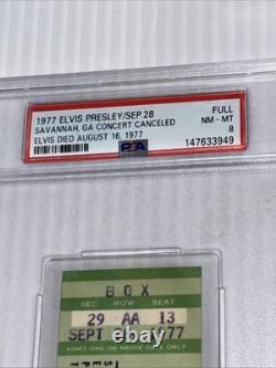 Elvis Presley 9/28/77 CANCELLED Unused Concert Ticket PSA 8 Slab RARE
