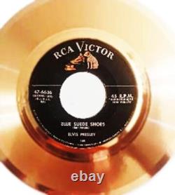 Elvis Presley Blue Suede Shoes Gold Record W-printed Signed Autograph Rare