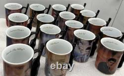 Elvis Presley Bradford Exchange Guitar Mugs Lot of 17 RARE