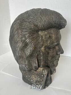 Elvis Presley Bust Sculptor signed Mike Makras Rare 15, 44lbs LARGE Heavy 1977