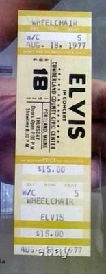 Elvis Presley Concert Ticket, Rare Wheelchair Section, 8 / 18 / 1977