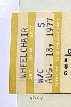 Elvis Presley Concert Ticket, Rare Wheelchair Section, 8 / 18 / 1977