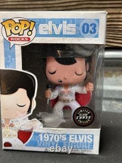 Elvis Presley Funko Pop Rocks #03 1970s GITD Glow Chase Limited Edition Rare