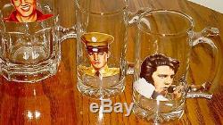 Elvis Presley Glass Pitcher With Set Of 4 Glass Mugs With Portraits Rare