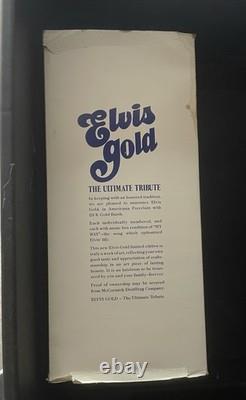 Elvis Presley Gold Decanter In A Perfect Blue Velvet Box with Cover Rare