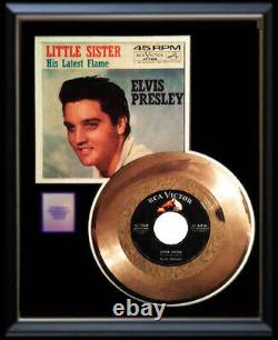 Elvis Presley Little Sister 45 RPM Gold Metalized Record Rare Non Riaa Framed