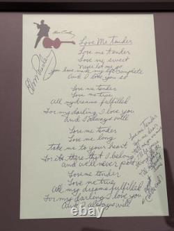 Elvis Presley Love Me Tender Hand Signed Song Lyrics Sheet Rare COA And G3D