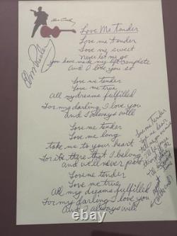 Elvis Presley Love Me Tender Hand Signed Song Lyrics Sheet Rare COA And G3D