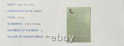 Elvis Presley Love Me Tender Hand Signed Song Lyrics Sheet Rare COA And G3D