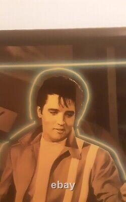 Elvis Presley Picture Wood Plaque Neon Green Inset Border 22in X 15.5in Rare