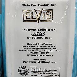 Elvis Presley Rare Blue Cadillac Cookie Jar Playing Guitar Clean Read