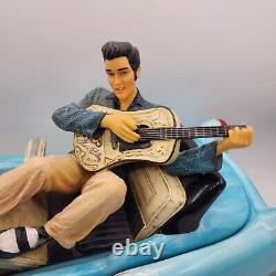 Elvis Presley Rare Blue Cadillac Cookie Jar Playing Guitar Clean Read